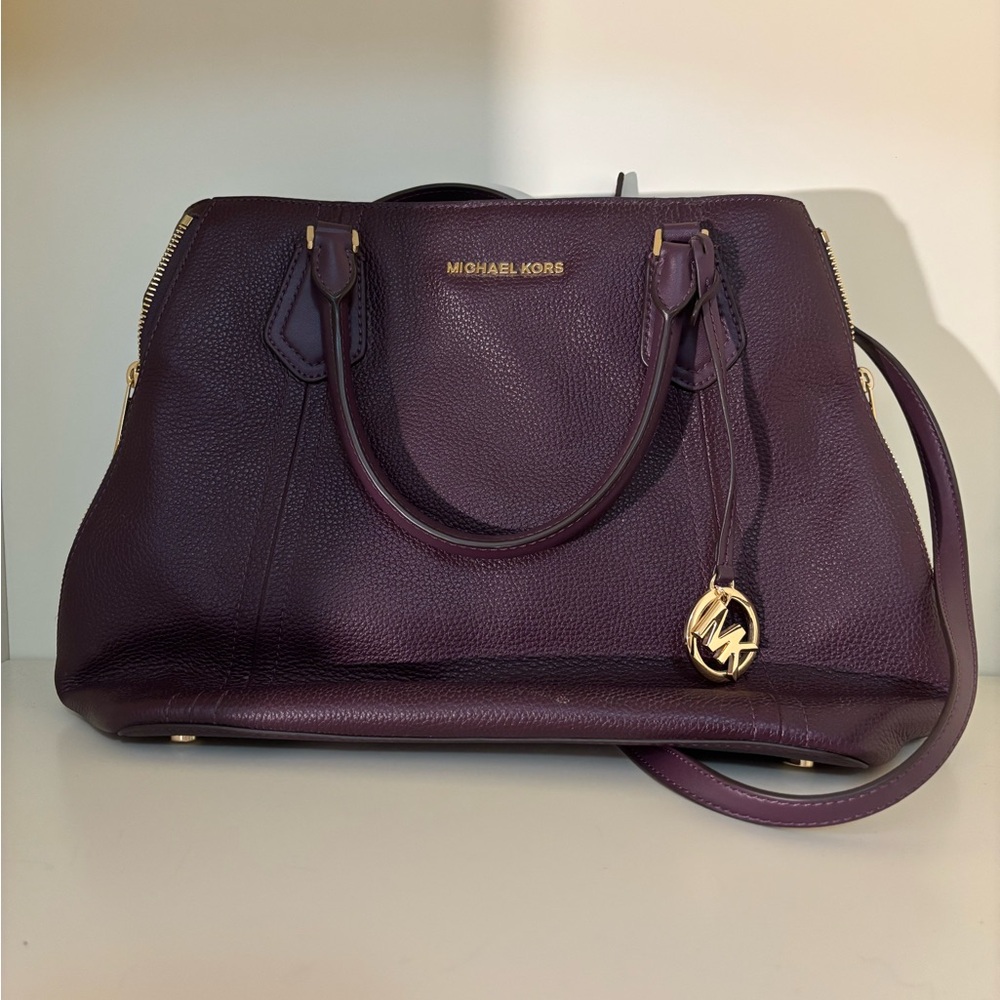 Michael Kors Purple Satchel with Gold Hardware